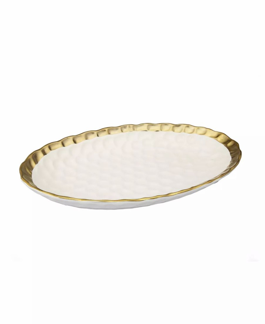 Misc_Gifts * | Classic Touch Oval Tray With Rim White