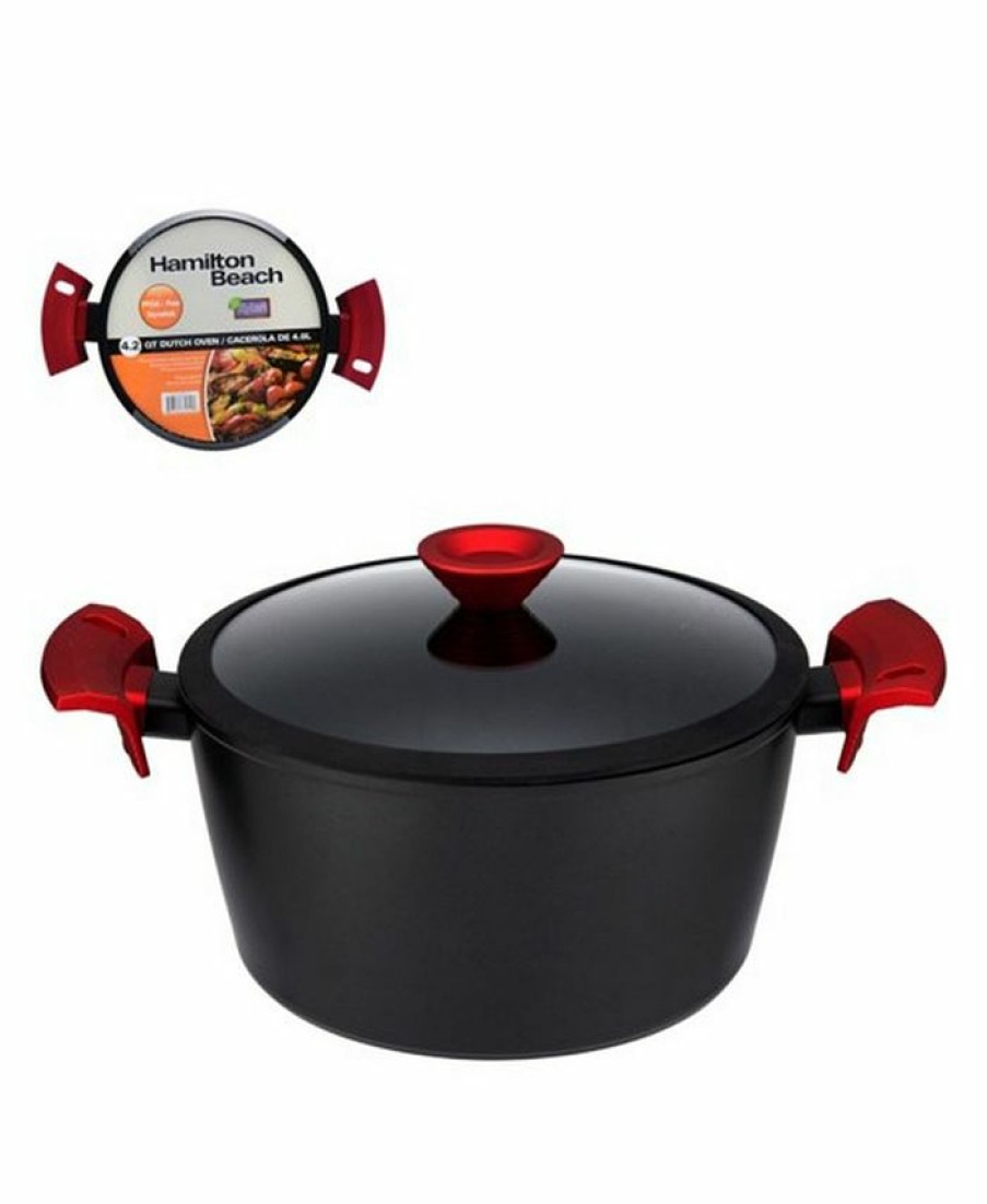 Kitchen * | Hamilton Beach 4.2 Quart Dutch Oven With Soft Touch Handles Black