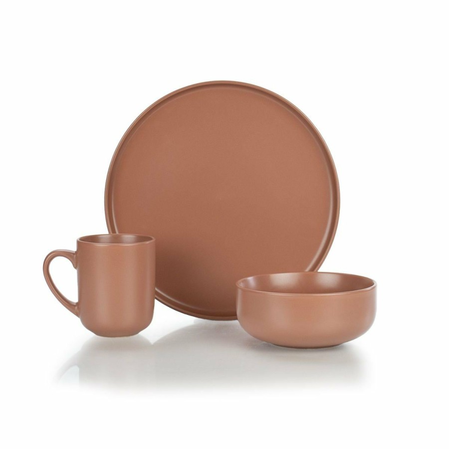 Glassware & Tabletop * | Everything Kitchens Modern Flat 12-Piece Dinnerware Set | Terracotta