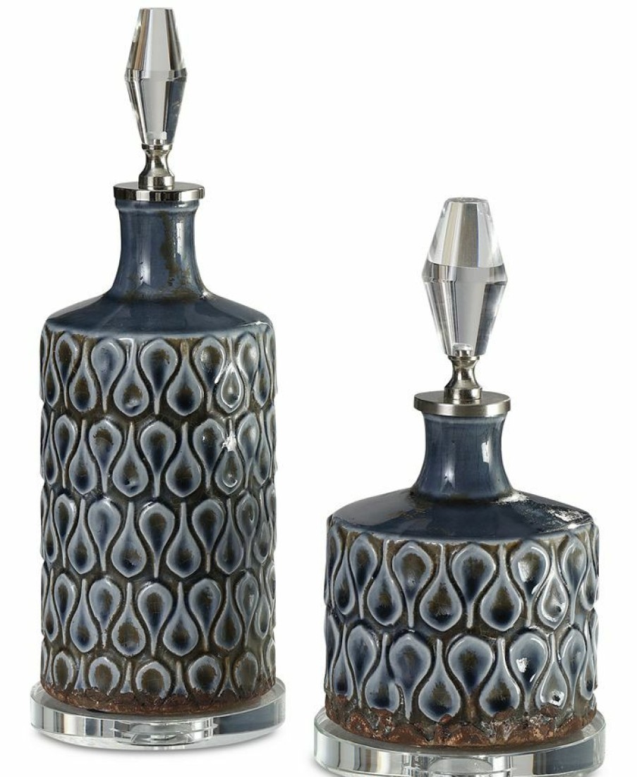 Misc_Gifts * | Uttermost Varuna Set Of 2 Cobalt Blue Bottles