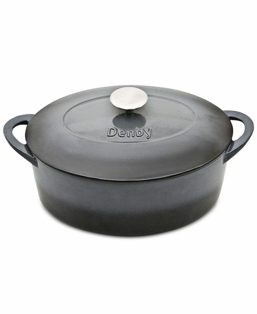 Kitchen * | Denby Halo 4.5-Qt. Oval Covered Casserole Black/Grey