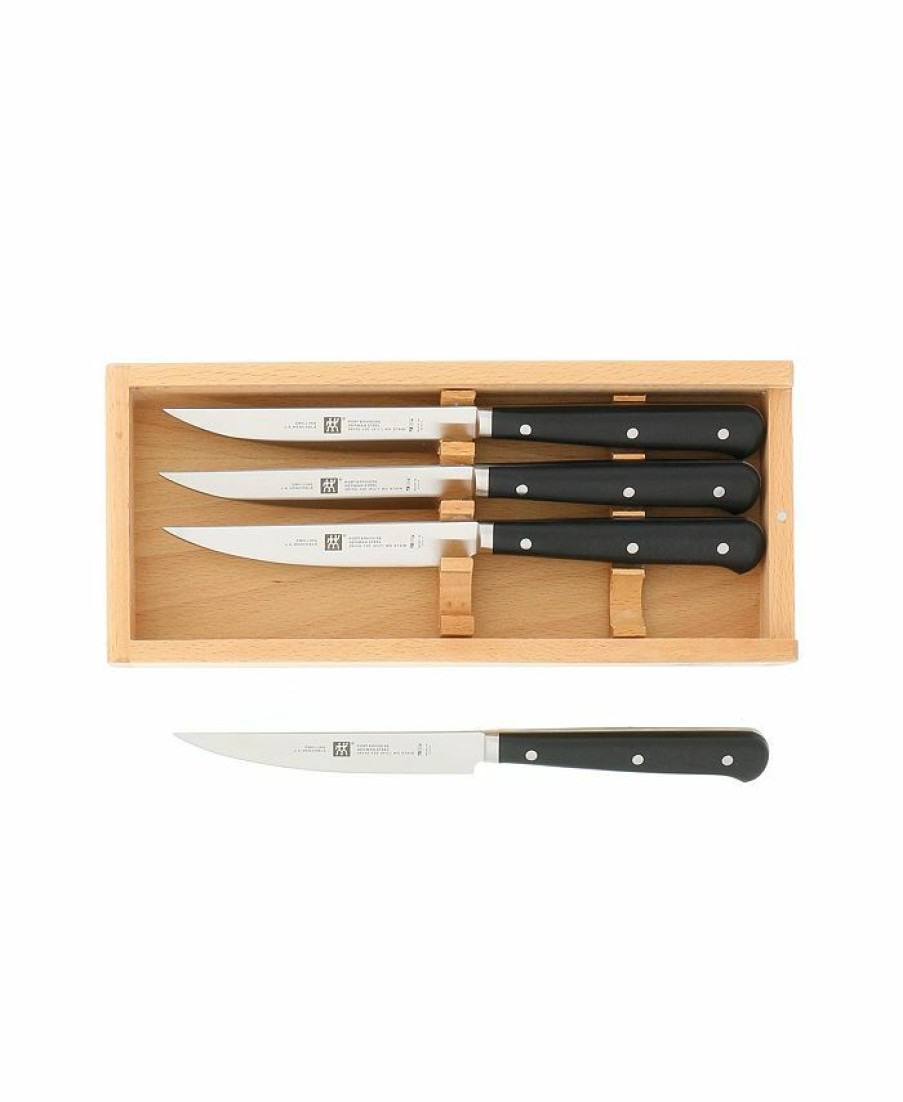 Kitchen * | Zwilling J.A. Henckels Porterhouse 4-Pc. Steak Knife Set With Beechwood Box Black