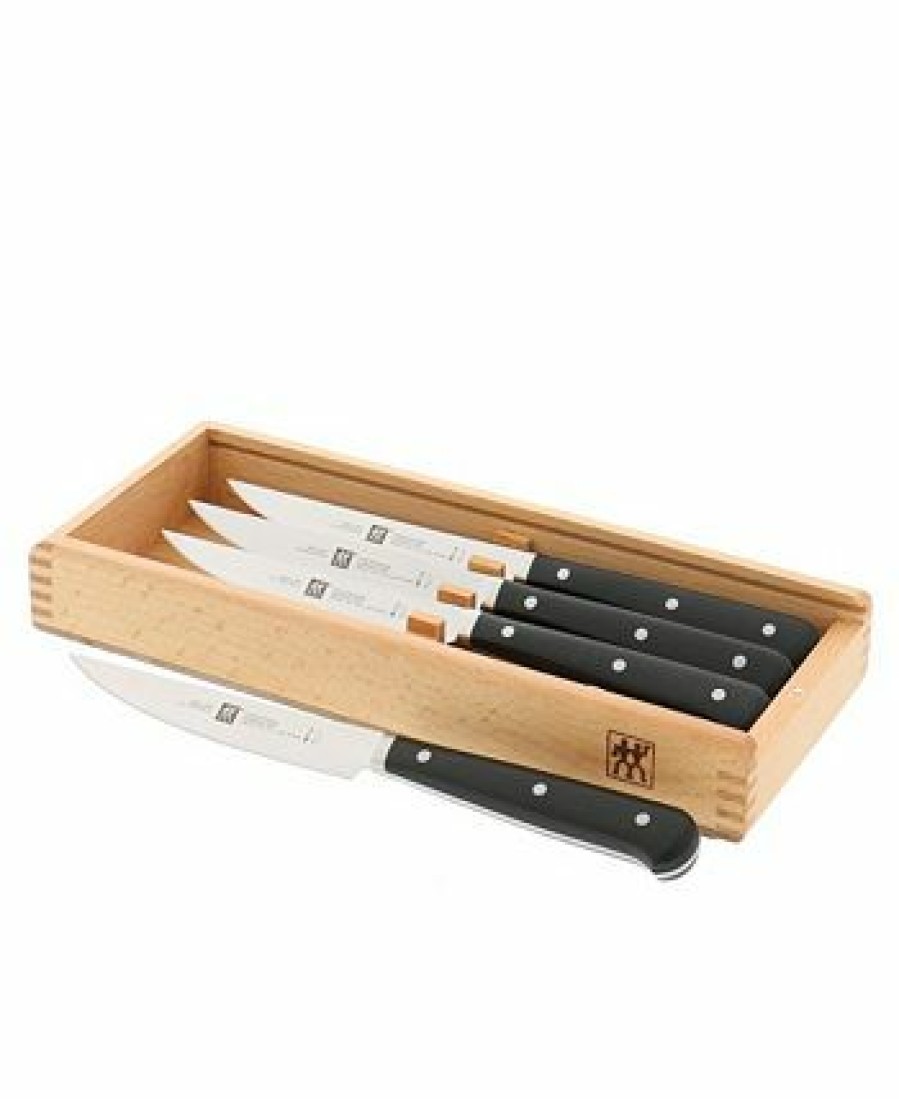 Kitchen * | Zwilling J.A. Henckels Porterhouse 4-Pc. Steak Knife Set With Beechwood Box Black