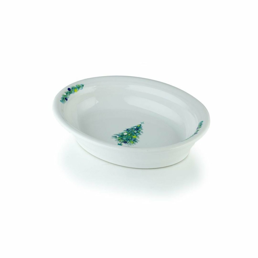 Glassware & Tabletop * | Fiesta 40Oz Oval Vegetable Bowl | Blue Christmas Tree (White)