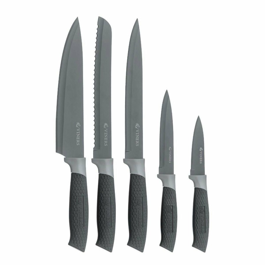 Knives * | Viners Horizon 6-Piece Knife Block Set |Grey