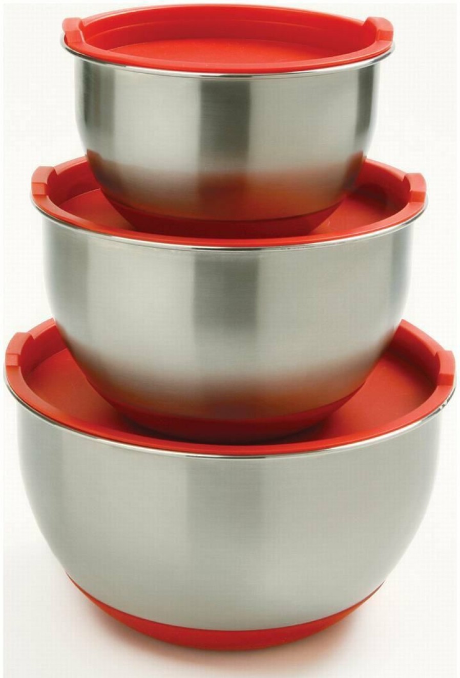 Cooks' Tools * | Norpro Stainless-Steel Mixing Bowl Set W/ Lids 3 Pcs