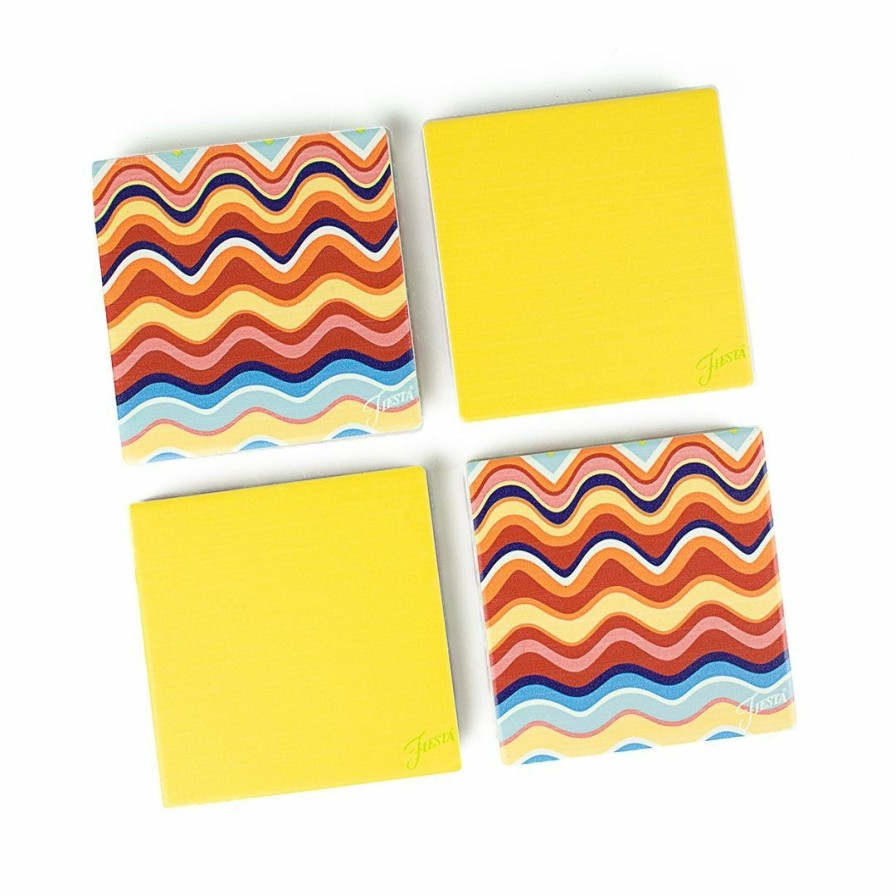 Glassware & Tabletop * | Fiesta Coaster Set | 4-Piece (Multi Wave)