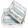 Misc_Gifts * | Rosemary Lane Wood Tray With Blue Stripe, Set Of 2, 18, 15 W White