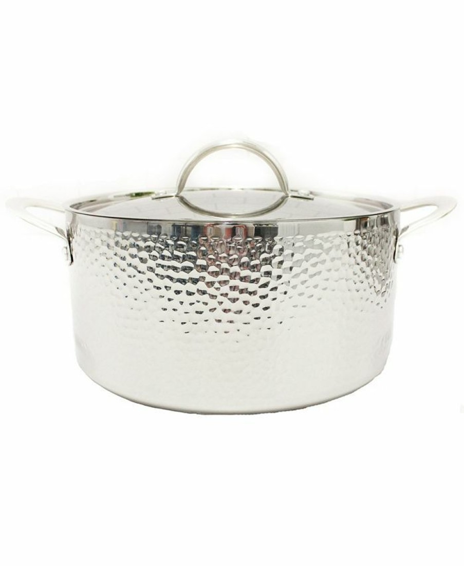 Kitchen * | Berghoff Ammered Tri-Ply 9.5 Covered Dutch Oven Silver-Tone