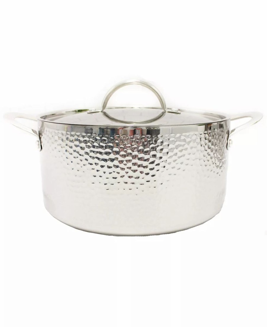 Kitchen * | Berghoff Ammered Tri-Ply 9.5 Covered Dutch Oven Silver-Tone