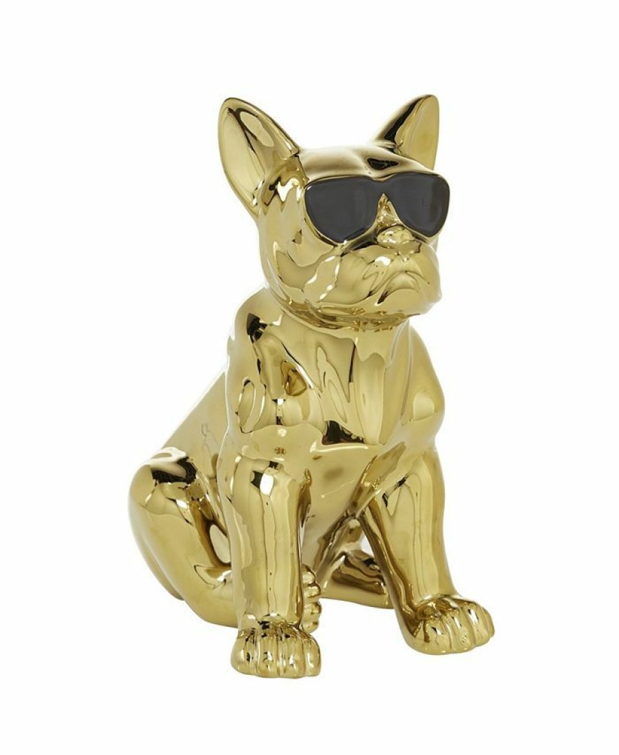 Misc_Gifts * | Cosmoliving By Cosmopolitan Ceramic Glam Dog Sculpture, 12 X 6 Gold-Tone