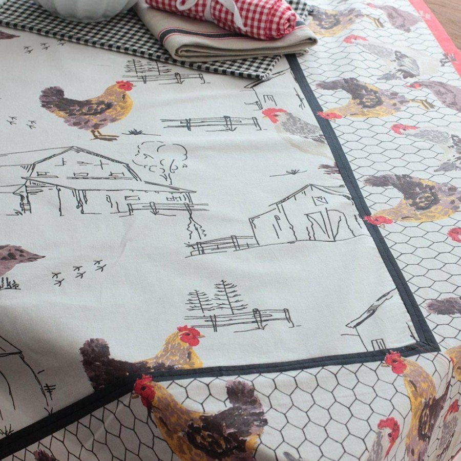 Glassware & Tabletop * | Mahogany Usa Printed 60 X 120 Tablecloth | Chickens And Barns