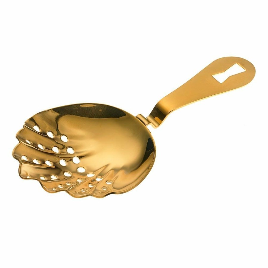 Glassware & Tabletop * | Mercer Barfly Scalloped Julep Strainer | Gold Plated