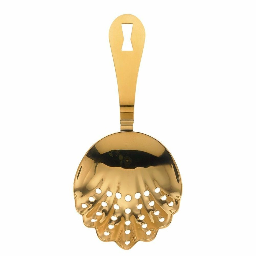 Glassware & Tabletop * | Mercer Barfly Scalloped Julep Strainer | Gold Plated