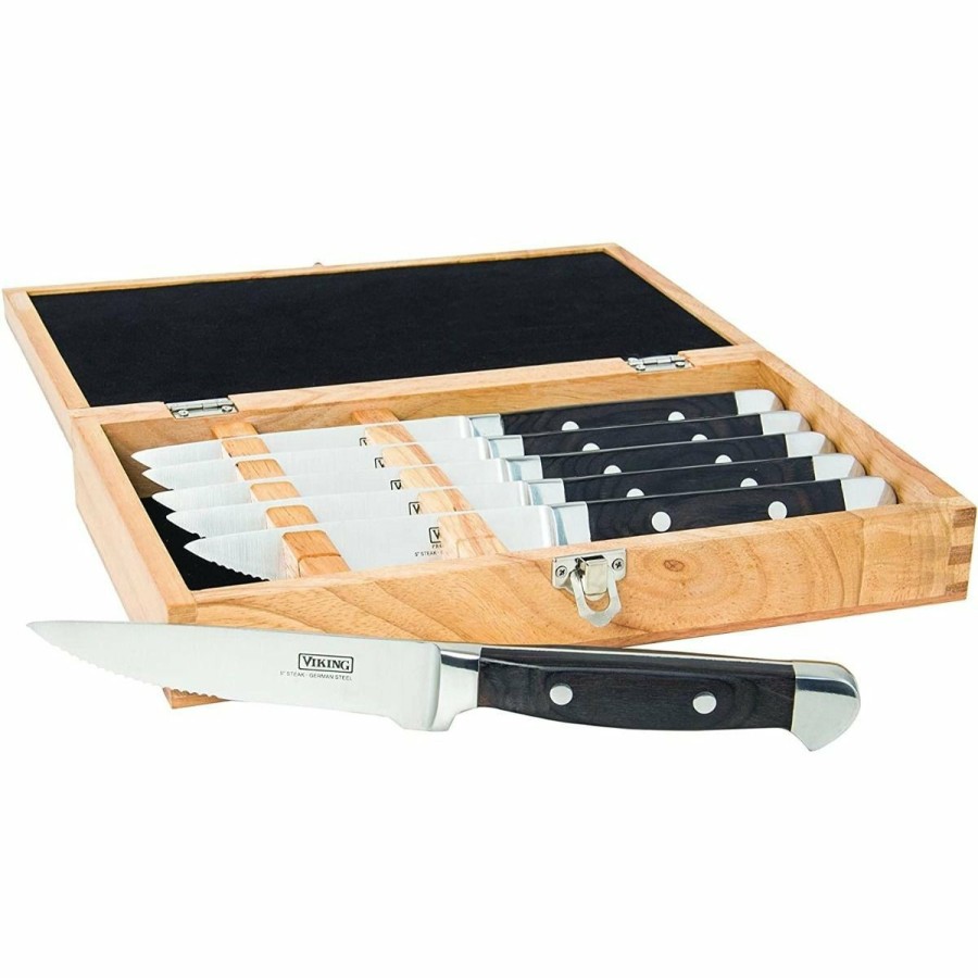 Knives * | Viking 6-Piece Steak Knife Set With Box | Black