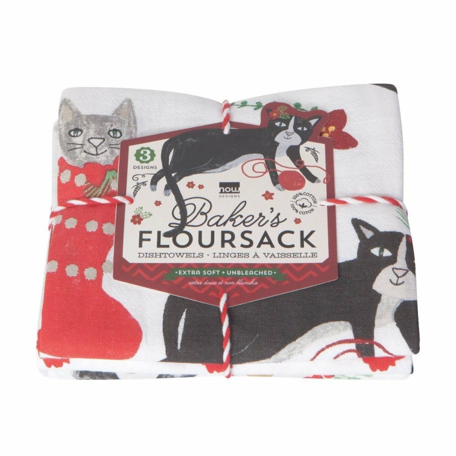 Glassware & Tabletop * | Danica Brands Danica Jubilee Floursack Dishtowels (Set Of 3) | Meowy Christmas