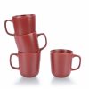 Glassware & Tabletop * | Everything Kitchens Modern Colorful Neutrals Rippled 12Oz Mugs (Set Of 4) Matte | Red