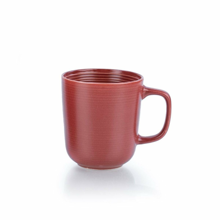 Glassware & Tabletop * | Everything Kitchens Modern Colorful Neutrals Rippled 12Oz Mugs (Set Of 4) Matte | Red