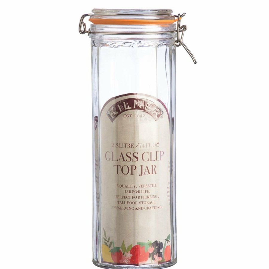 Glassware & Tabletop * | Kilner Facetted Clip Top Pasta Jar | 74Oz