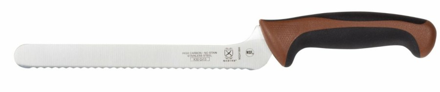 Knives * | Mercer Cutlery Mercer Millennia 8 Offset Utility Knife Wavy Edge (Brown)