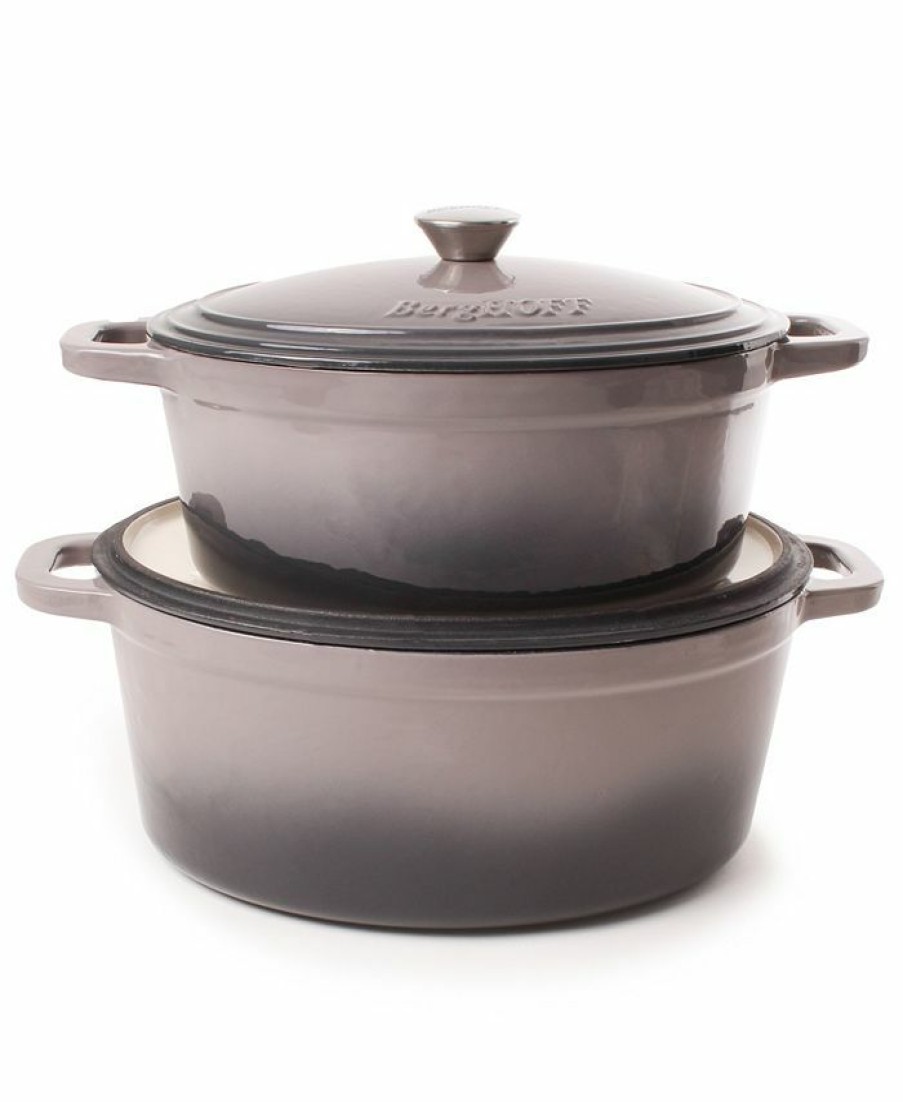 Kitchen * | Berghoff Neo Cast Iron Stockpot And Covered Dutch Ovens, Set Of 2 Gray