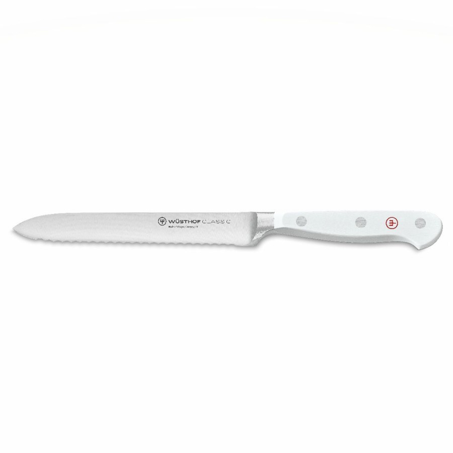 Knives * | Wusthof Cutlery Wusthof Classic White 5 Utility Knife | Serrated