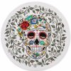 Glassware & Tabletop * | Fiesta Round Placemat | Sugar Skull And Vine (White)