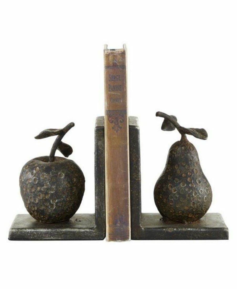 Misc_Gifts * | Rosemary Lane Ustic Fruit Bookends, Set Of 2 Gray