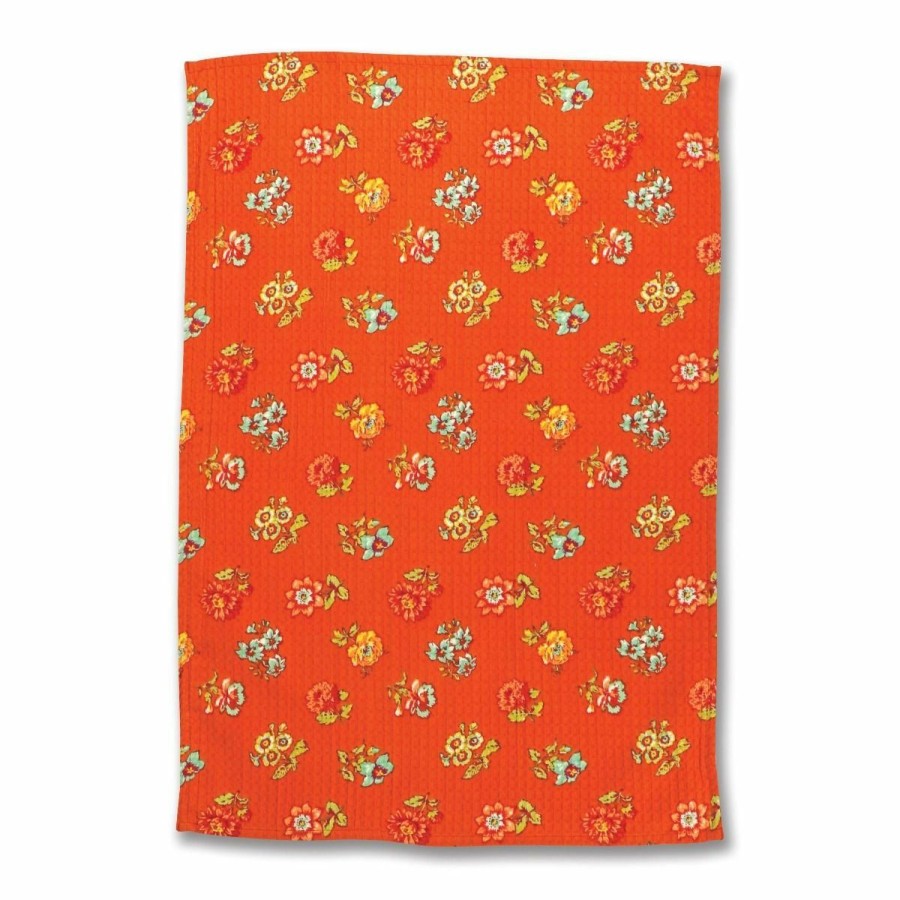 Glassware & Tabletop * | April Cornell Flower Toss Tea Towel (Set Of 2) | Terracotta