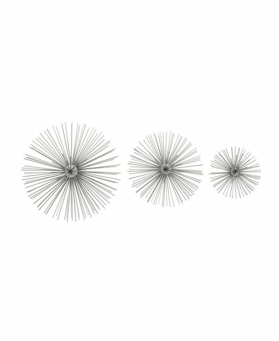 Misc_Gifts * | Cosmoliving By Cosmopolitan Set Of 3 Silver Tin Contemporary Abstract Wall Decor, 6, 9, 12 Silver-Tone