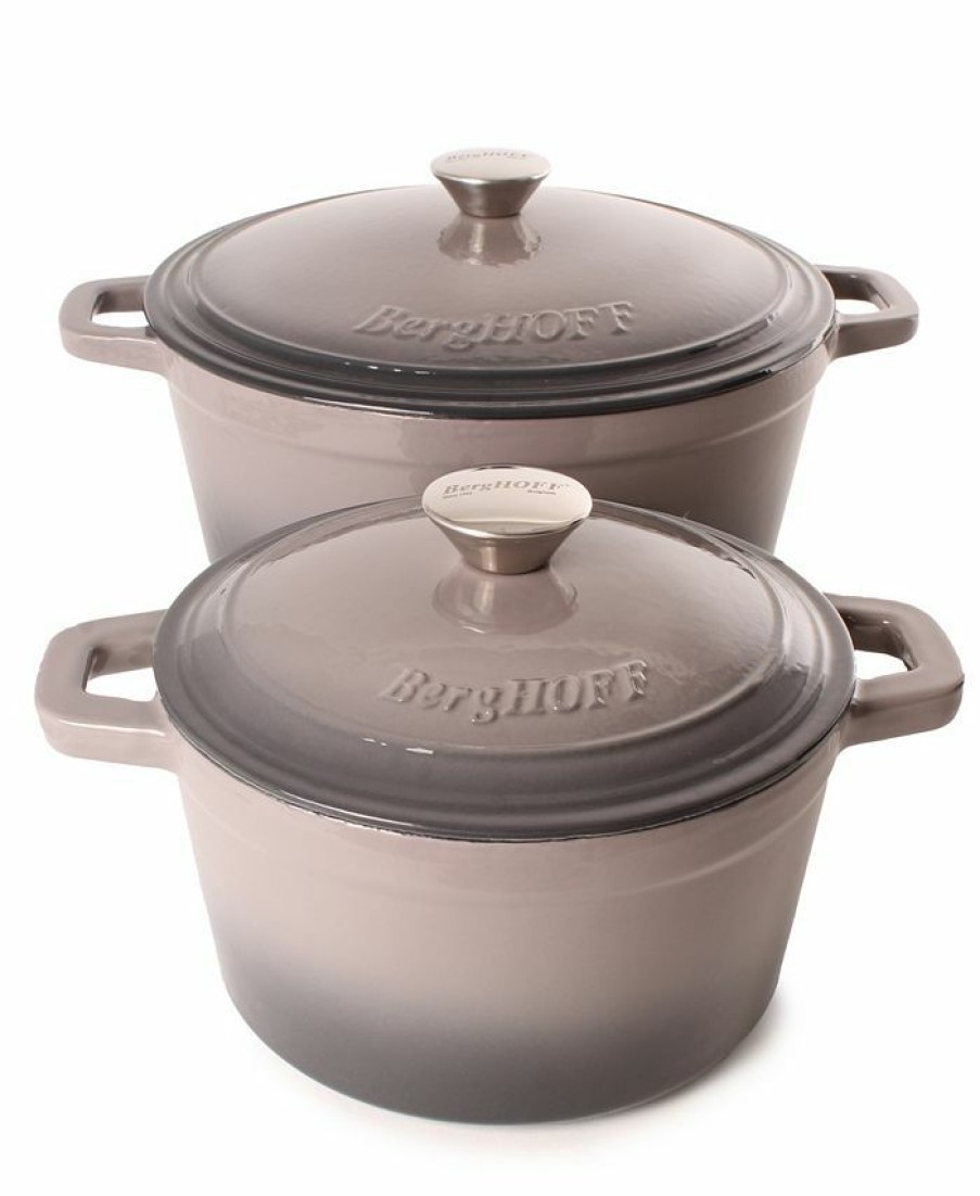 Kitchen * | Berghoff Neo Cast Iron 3 Quart Covered Dutch Oven And 7 Quart Covered Stockpot, Set Of 2 Gray