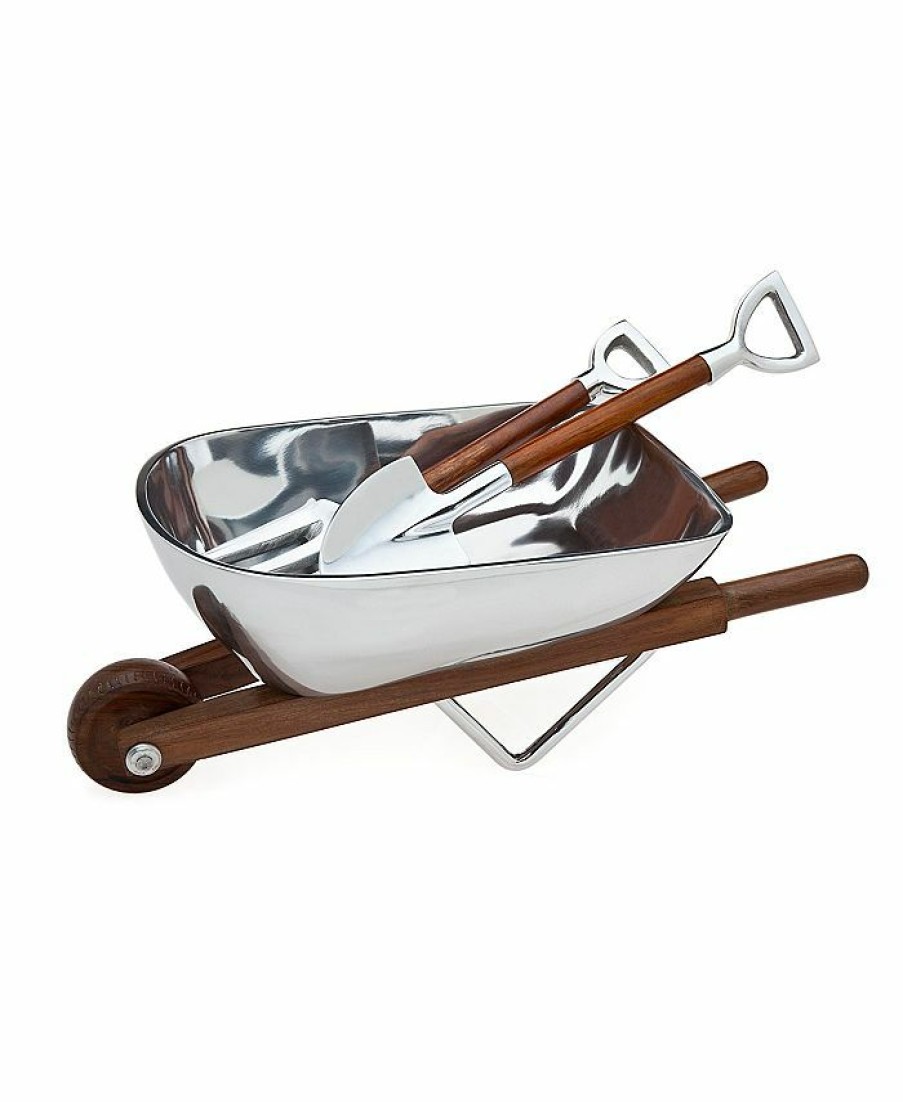 Misc_Gifts * | Godinger Wheel Barrow Salad Set With Servers Silver