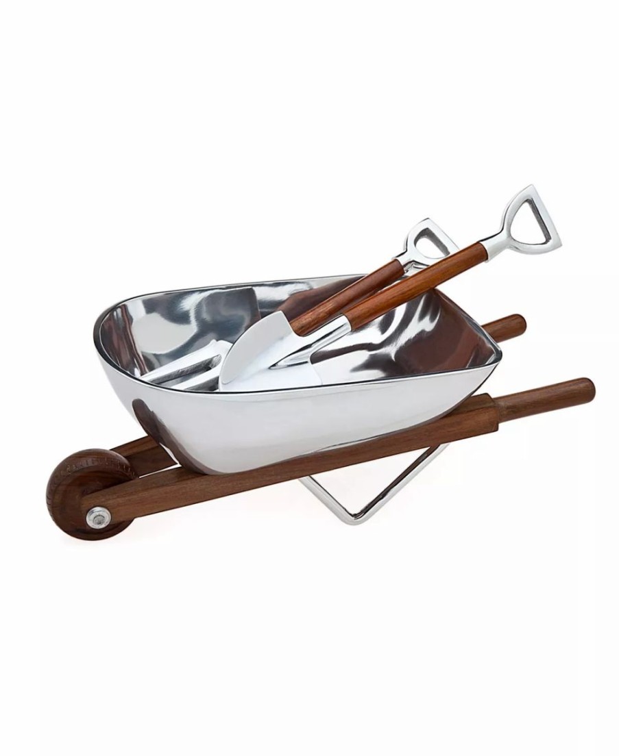 Misc_Gifts * | Godinger Wheel Barrow Salad Set With Servers Silver