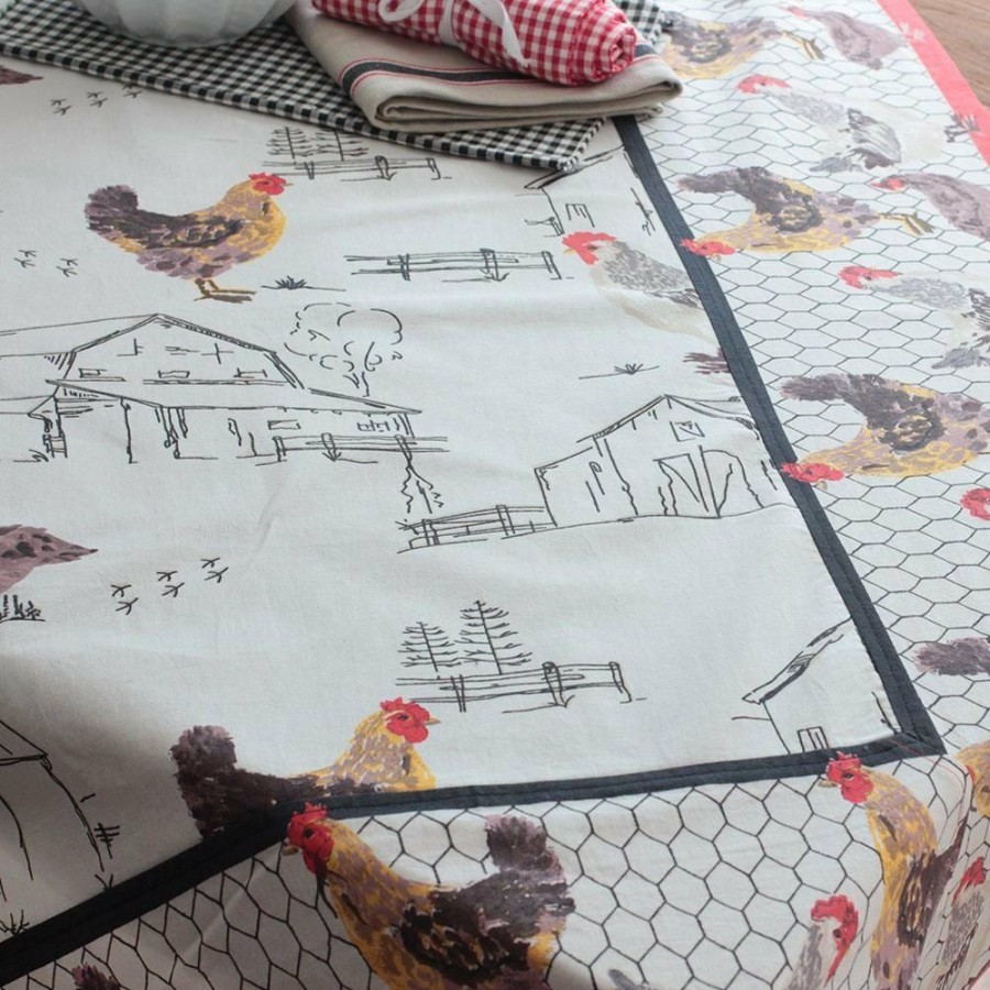 Glassware & Tabletop * | Mahogany Usa Printed 60 X 90 Tablecloth | Chickens And Barns