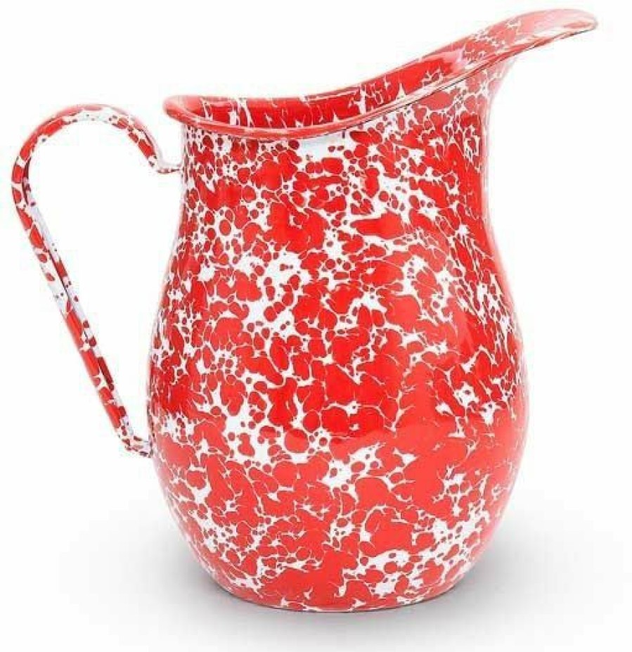 Glassware & Tabletop * | Crow Canyon Home Crow Canyon Enameled Pitcher Red Marble