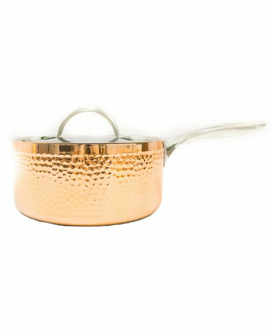 Kitchen * | Berghoff Tri-Ply 8 Covered Saucepan, Hammered Copper