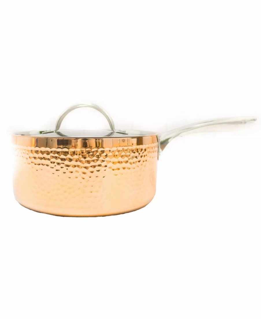 Kitchen * | Berghoff Tri-Ply 8 Covered Saucepan, Hammered Copper