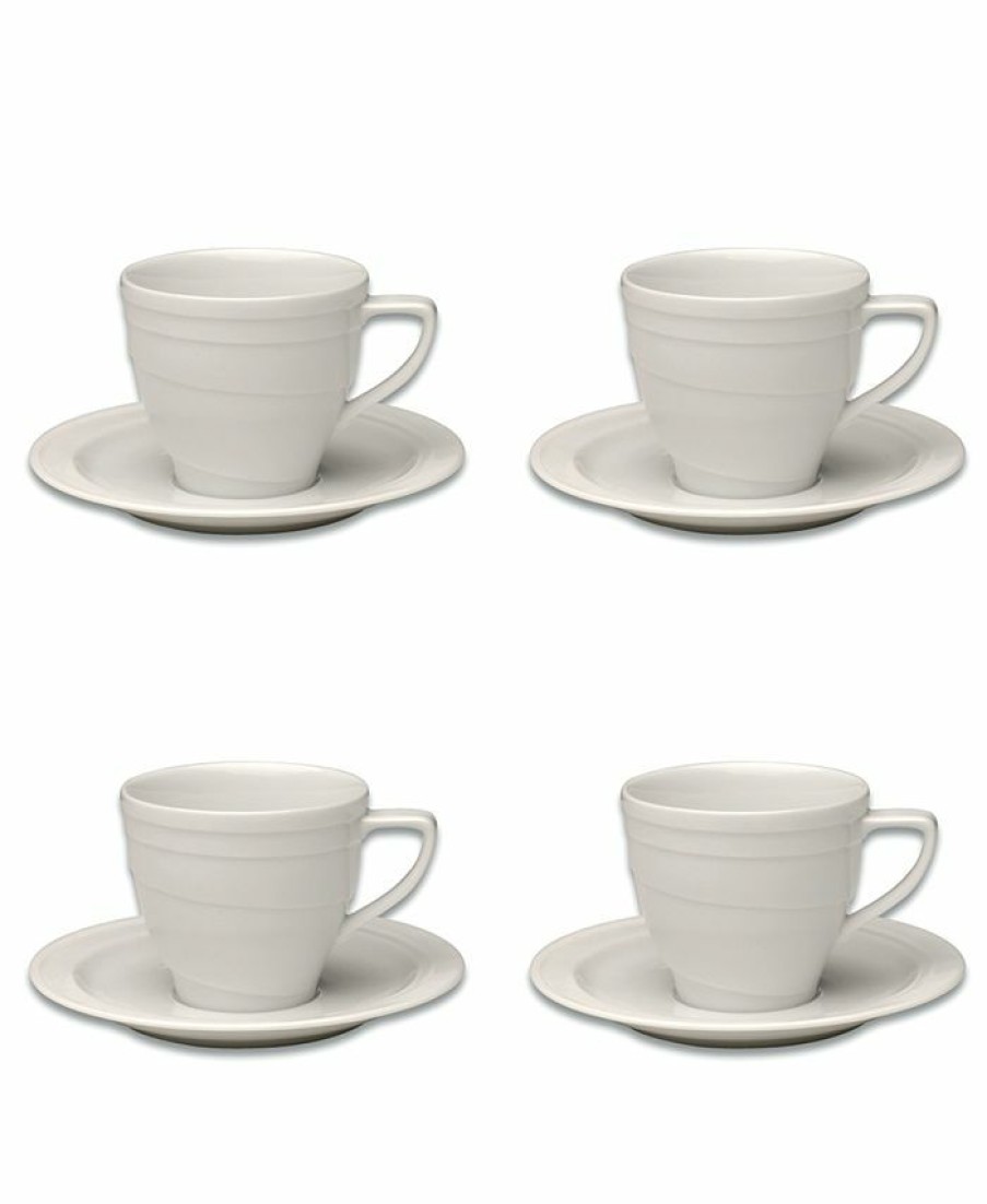 Kitchen * | Berghoff Essentials 4 Oz Porcelain Cup Saucer, Set Of 4 White