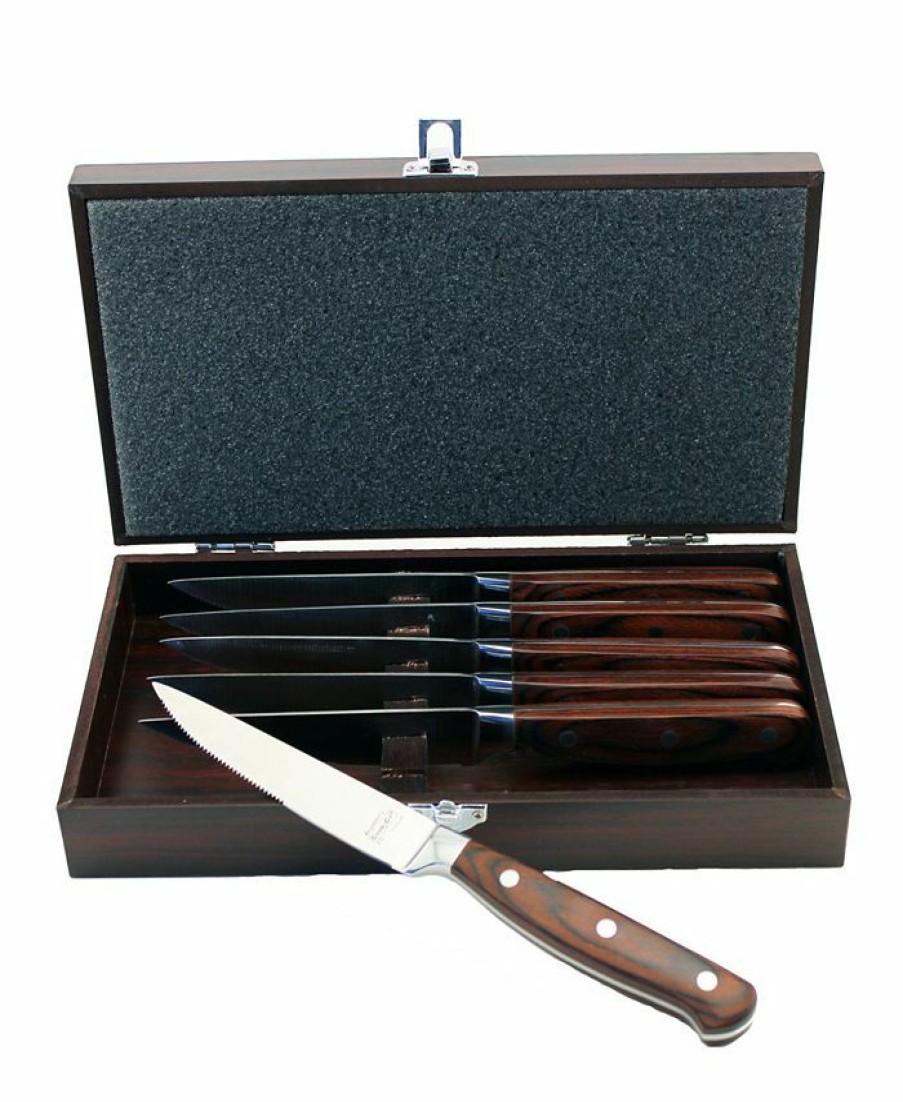 Kitchen * | Berghoff Pakka Wood 6 Piece Steak Knife Set With Wooden Case Brown