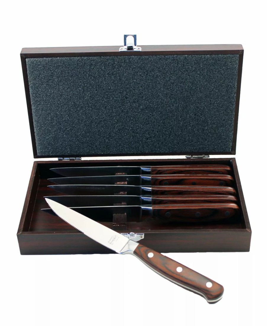 Kitchen * | Berghoff Pakka Wood 6 Piece Steak Knife Set With Wooden Case Brown