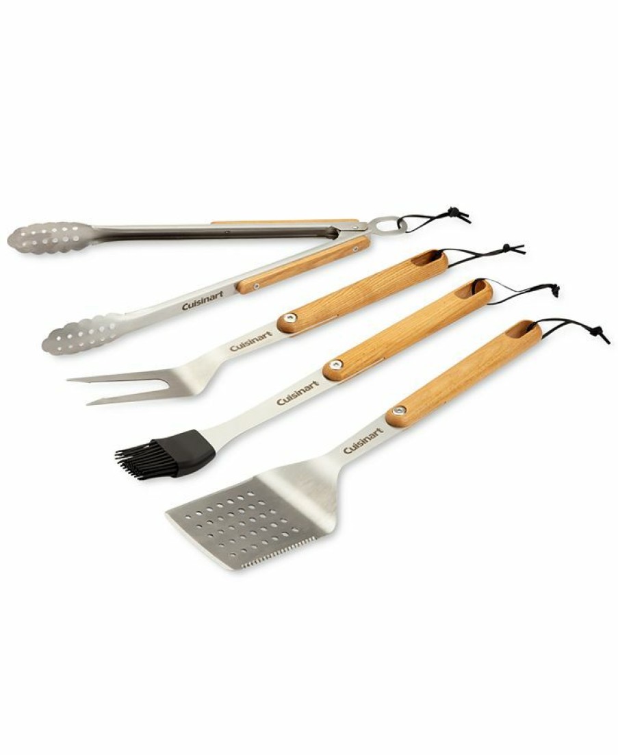 Kitchen * | Cuisinart 4-Pc. Ash Wood Grill Tool Set Wood/Stainless Steel