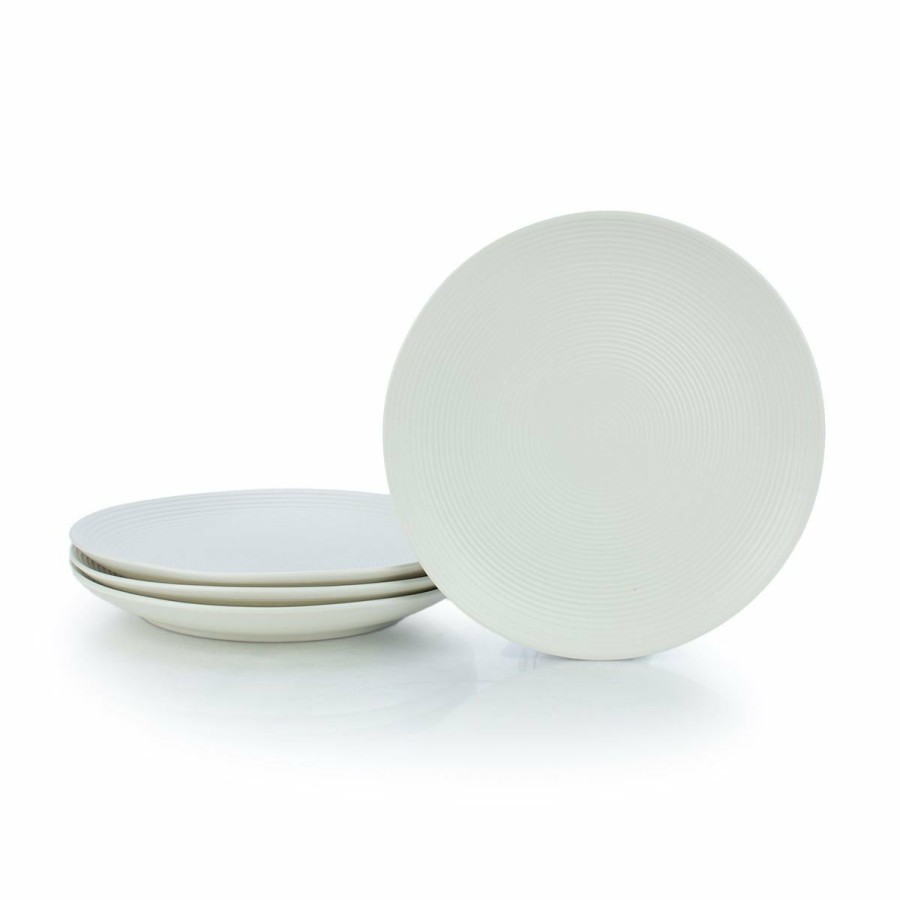 Glassware & Tabletop * | Everything Kitchens Modern Colorful Neutrals Rippled 10.5 Dinner Plates (Set Of 4) Matte | Ivory