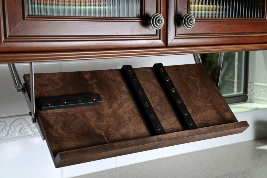 Knives * | Drop Block Under Cabinet Knife Storage Rack Large, Walnut