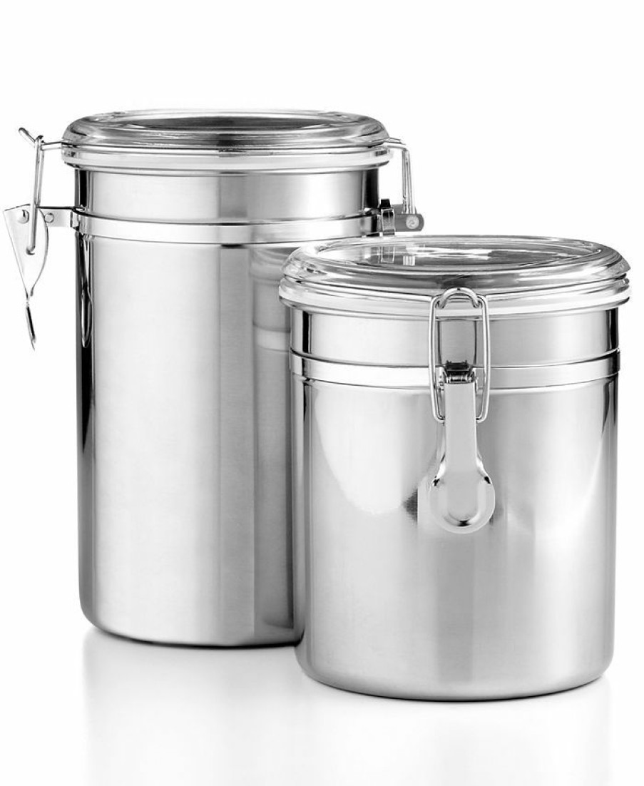 Kitchen * | Martha Stewart Collection Of 2 Food Storage Canisters, Created For Macy'S Stainless Steel