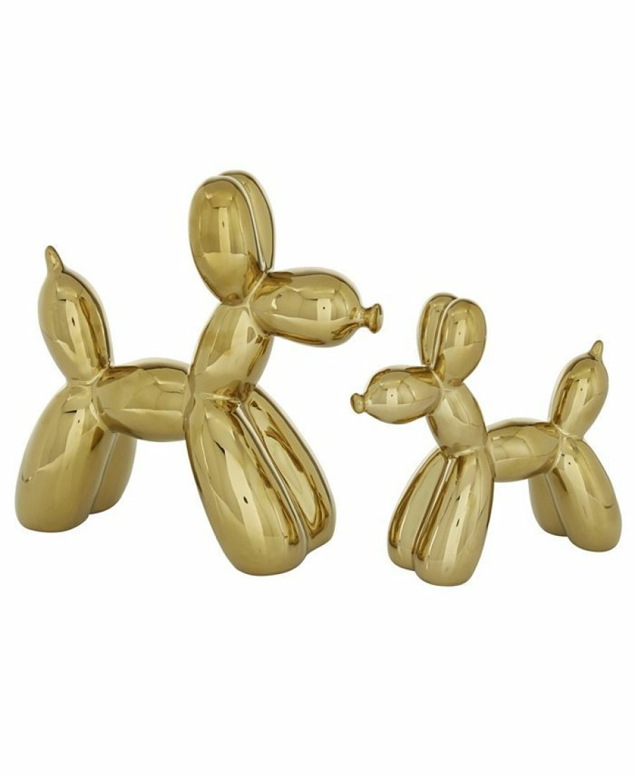 Misc_Gifts * | Rosemary Lane Contemporary Dog Sculpture, Set Of 2 Gold-Tone