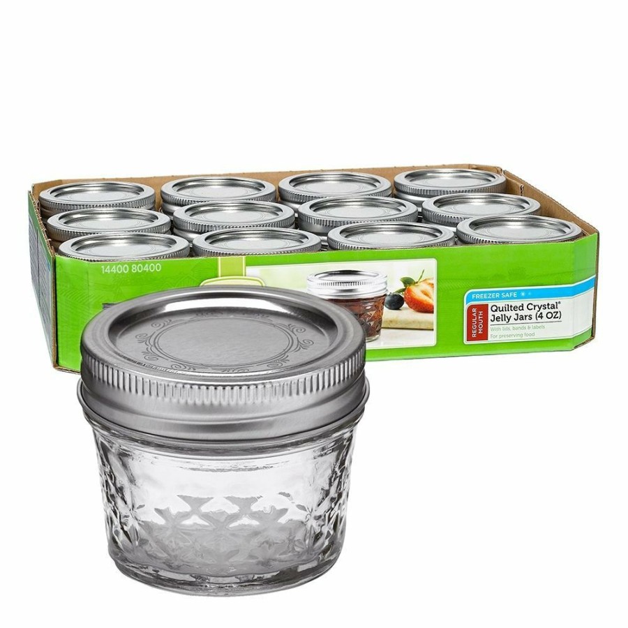 Cooks' Tools * | Ball 4 Oz Regular Mouth Quilted Jelly Jars 12 Pack