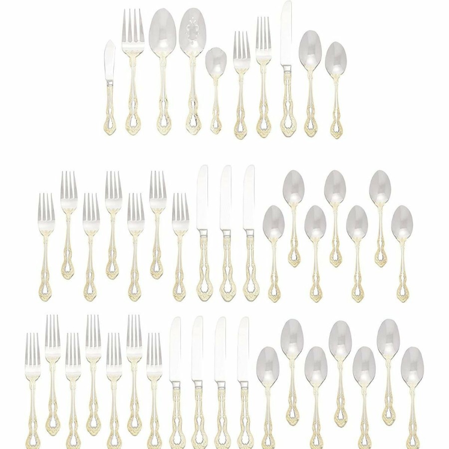 Glassware & Tabletop * | Oneida 18/10 Stainless Steel 45-Piece Flatware Set | Golden Mandolina