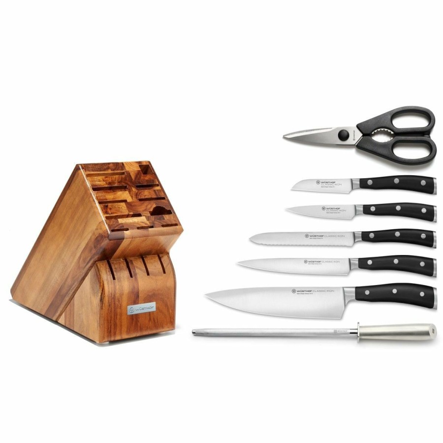 Knives * | Wusthof Cutlery Wusthof Classic Ikon 8-Piece Knife Block Set | Acacia