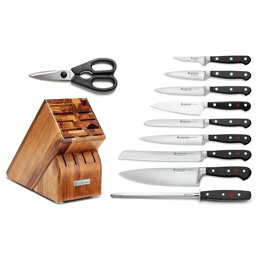 Knives * | Wusthof Cutlery Wusthof Classic 11-Piece Knife Block Set | Acacia