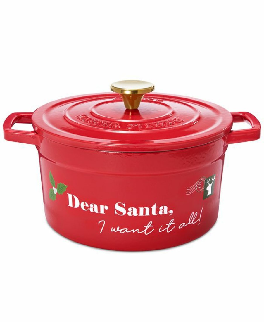 Kitchen * | Martha Stewart Collection Dear Santa Enameled Cast Iron Dutch Oven, Created For Macy'S